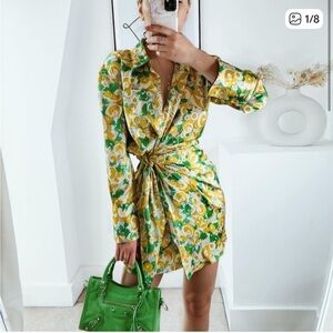 Zara Blogger Favorite Printed Wrap Dress XS w/Headband matching set!